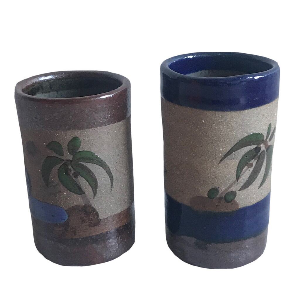 Los Cabos Shot Glass Pottery Mexico Tequila Whale Palm Tree Lot of 2